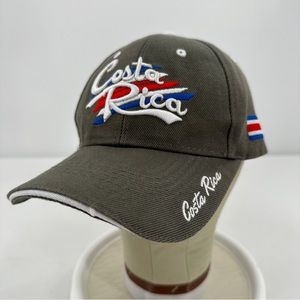 Costa Rica Flag Hook & Loop Strapback Baseball Hat Mega Sports Raised Embroidery